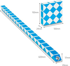TM139 Magic Snake 24 Blocks – Geometric Brain Teaser Twist Puzzle Toy for Kids & Adults | Speedy Stress Buster Shape-Shifting Cube (Blue-White)