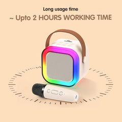 TM106 Rechargeable Karaoke speaker with mic for Singing | Wireless Mini Portable Bluetooth Speaker with Microphone & LED Lights