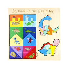 TM129 3-in-1 Wooden Puzzle Toy for Kids Wooden Children's Educational Colorful Three-in-One Puzzle Game Building Blocks Early Education Toy( Random Designs)