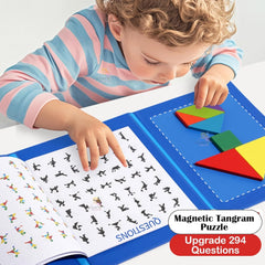 TM109 Tangram Brain-Booster Puzzle - Magnetic Puzzle for Kids, Educational Travel Toys for Kids & Above, Gift for Boys Girls, Magnetic Tangram Junior