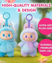 TM120 Labubu Face Changing Keychain – 3D Cartoon Character Key Holder with 3 Expressions, Cute ABS Toy Keyring for Bags, Cars, Gifts, Kids & Adults (Multicolor)