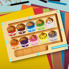 TM111 Magnetic Color & Number Maze - Magnet Game Wooden Color Matching Learning Counting Puzzle Board - Fine Motor Skills Toys
