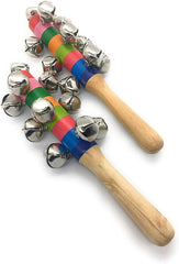 TM144 Colorful Wooden Rainbow Baby Handle Jingle Bell Rattle Toys(10 Bells )