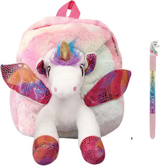TM102 Unicorn Soft Fur Bag for Kids - School & Picnic Bag/Lightweight Travel School Mini Backpack for Girls & Kids, Birthday Gift for Girls, Return Gift (Multicolour)