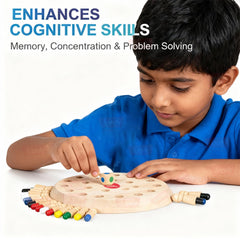 TM108 Wooden Memory Chess Color Matching Game Montessori Brain Booster Board Game for Kids Fun Family Indoor Game Educational Toy Birthday Gift for Boys and Girls (Memory Chess)