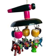 TM152 Wooden Handcrafted Multicolor Hanging Toy for Babies – Bird,Animal Theme Rattle with Crinkle,Squeaky Sounds – Decorative for Cradle,Jhula,Swing,Car Seat,Stroller– Traditional Indian Design