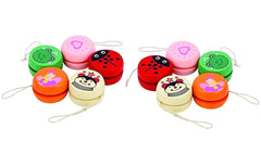TM150 Wooden Smooth Spin Animal Printed Yo-Yo Toy High-Speed Wooden YoYo Ball Game for Boys for Kids Multi Color - Random colours