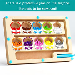TM111 Magnetic Color & Number Maze - Magnet Game Wooden Color Matching Learning Counting Puzzle Board - Fine Motor Skills Toys