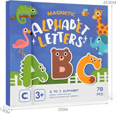 TM122 78 Pieces High quality Magnetic Alphabet Letters for Kids - Fridge Magnets Uppercase & Lowercase ABC Letters Puzzle Book - Fun Educational Preschool Learning Spelling Games Toy Gift for Boys and Girls.