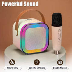 TM106 Rechargeable Karaoke speaker with mic for Singing | Wireless Mini Portable Bluetooth Speaker with Microphone & LED Lights