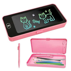 TM142 LCD Drawing Pen Case with Stylus, Electronic Writing Tablet Pencil Box, Lock Screen and One-Key Erase Features, Eye Protection Display.