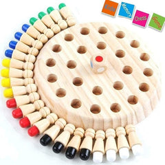 TM108 Wooden Memory Chess Color Matching Game Montessori Brain Booster Board Game for Kids Fun Family Indoor Game Educational Toy Birthday Gift for Boys and Girls (Memory Chess)