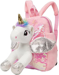 TM102 Unicorn Soft Fur Bag for Kids - School & Picnic Bag/Lightweight Travel School Mini Backpack for Girls & Kids, Birthday Gift for Girls, Return Gift (Multicolour)