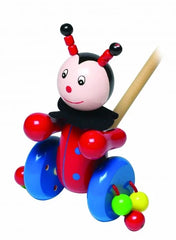 TM151 Wooden Push Along Bee Toy for Kids | Colorful Handcrafted Walking Stick Toy | Fun Activity Walker for Toddlers | Safe & Eco-Friendly