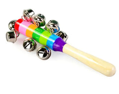 TM144  Colorful Wooden Rainbow Baby Handle Jingle Bell Rattle Toys(10 Bells )