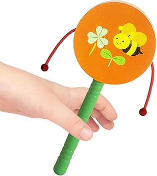 TM145 Wooden Non Toxic Colourful Rattle Toys for Newborn Baby, Musical Infant Toy, Gift Set Age 0+, Multicolor (Color Damaru)