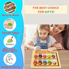 TM111 Magnetic Color & Number Maze - Magnet Game Wooden Color Matching Learning Counting Puzzle Board - Fine Motor Skills Toys