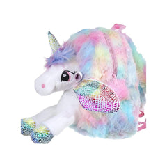 TM102 Unicorn Soft Fur Bag for Kids - School & Picnic Bag/Lightweight Travel School Mini Backpack for Girls & Kids, Birthday Gift for Girls, Return Gift (Multicolour)