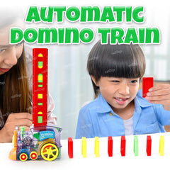 TM119  Dominos Train Toy, 40 Pieces Domino Blocks Set, Musical Light-up Automatic Block Laying Train, Ages 1-10 Years