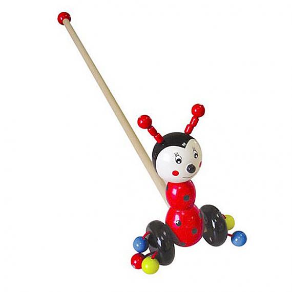 TM151 Wooden Push Along Bee Toy for Kids | Colorful Handcrafted Walking Stick Toy | Fun Activity Walker for Toddlers | Safe & Eco-Friendly