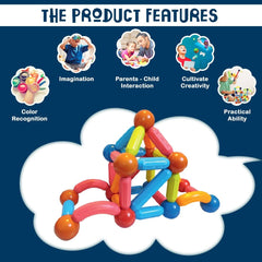TM 124 Premium Quality Magnetic Blocks for Kids Engaging Magnet Toys Building Sticks STEM Educational Construction & Creative Activity Mind Game Brain Development & Learning Gift for Boys & Girls 3+ Years -32 Pieces
