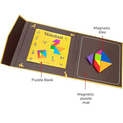 TM109 Tangram Brain-Booster Puzzle - Magnetic Puzzle for Kids, Educational Travel Toys for Kids  & Above, Gift for Boys Girls, Magnetic Tangram Junior