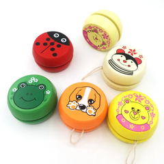 TM150 Wooden Smooth Spin Animal Printed Yo-Yo Toy High-Speed Wooden YoYo Ball Game for Boys for Kids Multi Color - Random colours