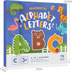 TM122 78 Pieces High quality Magnetic Alphabet Letters for Kids - Fridge Magnets Uppercase & Lowercase ABC Letters Puzzle Book - Fun Educational Preschool Learning Spelling Games Toy Gift for Boys and Girls.