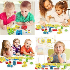 TM136 Wooden Face Puzzle Game for Kids Age 3+, Emoji Expression Matching Toy with 16 Blocks & 72 Cards, Fun Indoor Puzzle for Boys and Girls, Wooden Educational Games & Gifts
