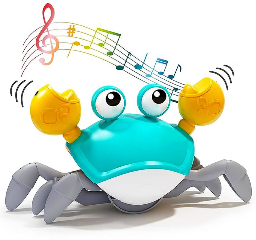 TM133 Crawling Crab Baby Musical Toy for Kids Toddlers Infant Tummy Time Interactive Toys for  Electric Sensor Dancing Walking Crab Toy Gift for Kids and  Rechargeable