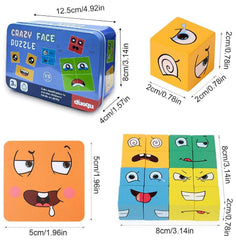 TM136 Wooden Face Puzzle Game for Kids Age 3+, Emoji Expression Matching Toy with 16 Blocks & 72 Cards, Fun Indoor Puzzle for Boys and Girls, Wooden Educational Games & Gifts