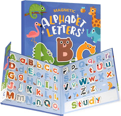 TM122 78 Pieces High quality Magnetic Alphabet Letters for Kids - Fridge Magnets Uppercase & Lowercase ABC Letters Puzzle Book - Fun Educational Preschool Learning Spelling Games Toy Gift for Boys and Girls.