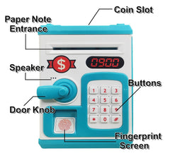 TM132 Money Bank for Kids with Fingerprint Sensor and 3-Step Safe Password Protection - Random colour